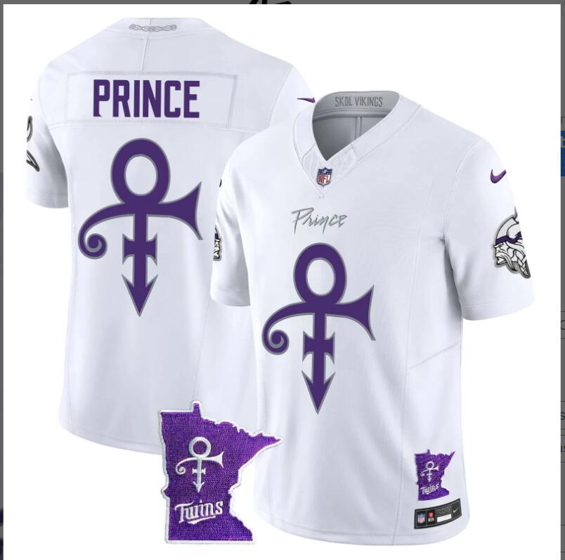Men 2024 Nike NFL Minnesota Vikings Prince white Vapor Limited Jersey V2